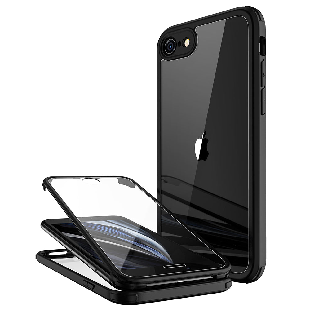 Full Cover gehärtetem Glas Bumper Schwarz iPhone SE 2020/2022/8 