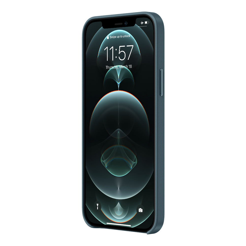 Rückseite Snap Luxusleder Blau iPhone 12 - 12 Pro