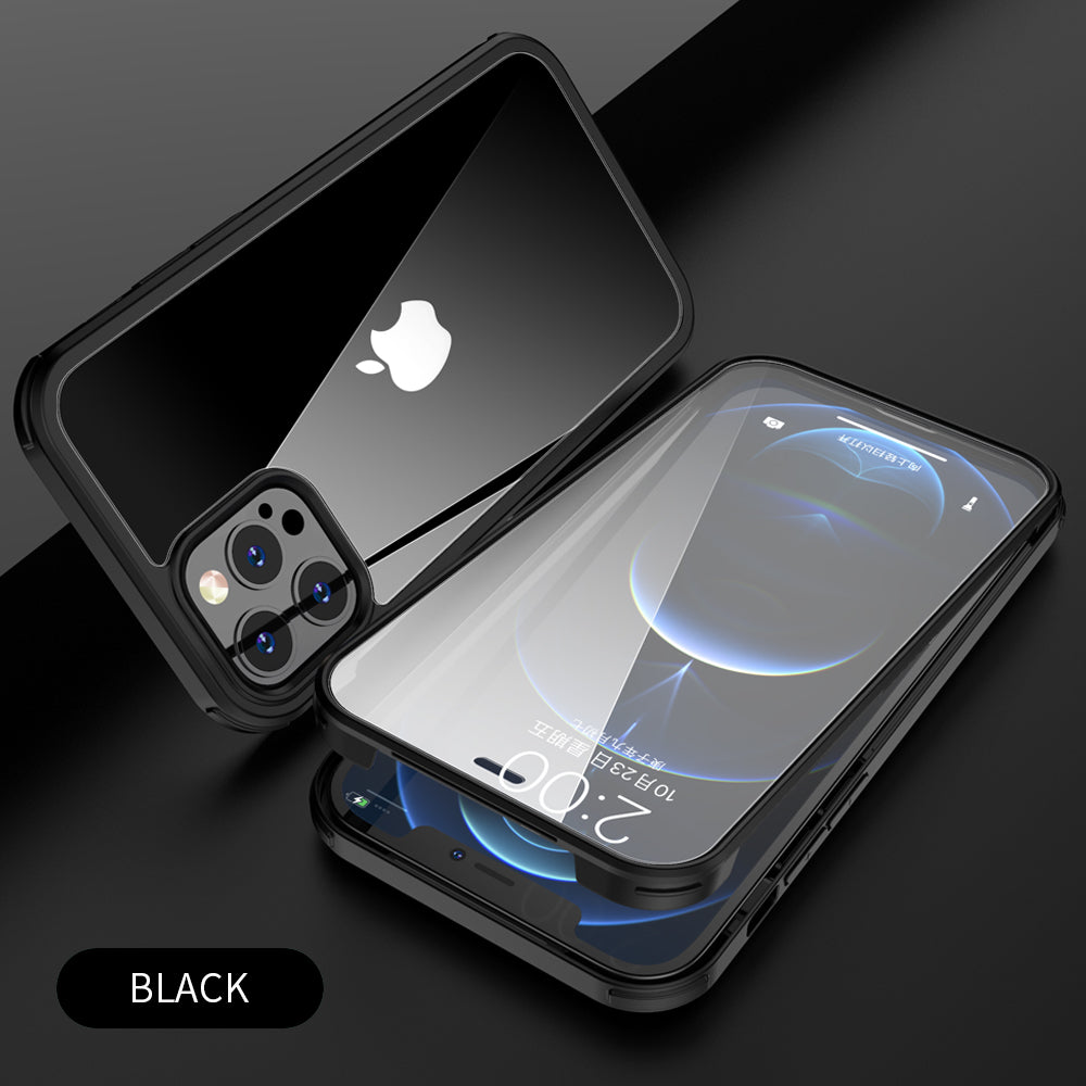 Full Cover gehärtetem Glas Bumper Schwarz iPhone 12 - 12 Pro